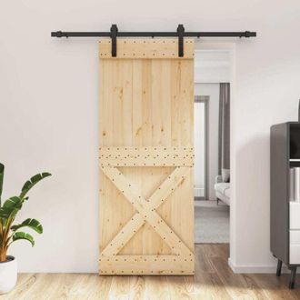 vidaXL Vidaxl - Puerta Corredera Con Herrajes Madera Maciza De Pino 85x210 Cm