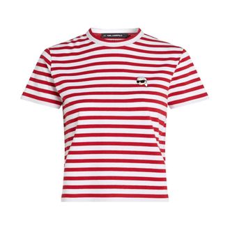 Karl Lagerfeld Tops, Dames, Roze, S, Katoen, Gestreept T-shirt