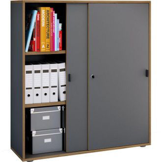 VCM Vcm - Armario De Oficina Con 3 Compartimentos Armario De Archivo Moderno Con Puertas Correderas Dimensiones Aprox. Al. 110 X An. 100 X P. 37 Cm- Salia