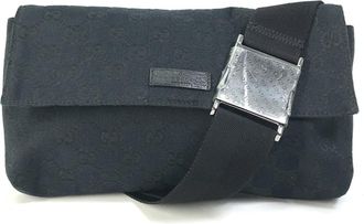 Gucci Black Gg Canvas Leather Fanny Pack (Pre-Owned)