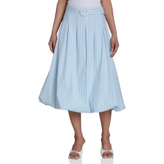 Bagatelle Belted Bubble Hem A-Line Skirt in Blue White Stripe at Nordstrom Rack, Size X-Large
