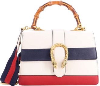 Gucci Beige Leather Dionysus Bamboo Top Handle Bag Colorblock Medium (Authentic Pre-Loved)