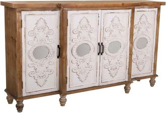 Wanderlust Deco Aparador De Madera Tallada Marr&oacute;n 154x35x87