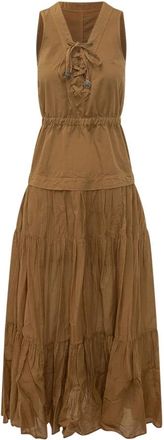 Pinko Casarsa Abito Voile - Dames - Maxi kleedjes - Bruin - M - Kleedjes