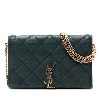 Saint Laurent Pre-owned Saint Laurent Quilted Lambskin Diamond Becky Chain Wallet Ladies CCLVFUEUJ7YYUVP2