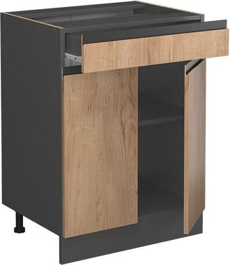 Vicco Mobiletto base per cucina R-Line, Quercia dorata, 60 cm Forma a j, con cassetto, senza piano di lavoro Vicco