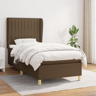 vidaXL Vidaxl - Cama Box Spring Con Colch&oacute;n Tela Marr&oacute;n Oscuro 100x200 Cm