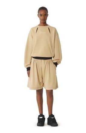 Lanvin White Cotton Bermuda Shorts in Sand at Nordstrom, Size X-Large