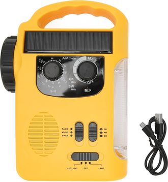 OEM 1 Radio Solar Manual Am/fm/sw, L&aacute;mpara Led, Reproductor De Mp3, Cargador Usb Para Acampada De Emergencia