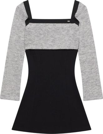 GCDS Jurk met vierkante hals (tweedelig) - Dames - Korte kleedjes - Zwart - M - Tweed - Kleedjes