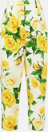 Dolce & Gabbana Floral high-rise cotton cropped pants