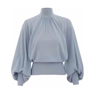 Zimmermann Blouses, female, Blue, S, Gathered Billow Top in Dusty Blue
