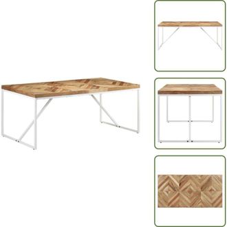 Les Tendances Tavolo da pranzo decorativo - vidaXL Tavolo da Pranzo 180x90x76 cm Legno Massello di Acacia e Mango - Tavolo da pranzo con motivo a zig zag
