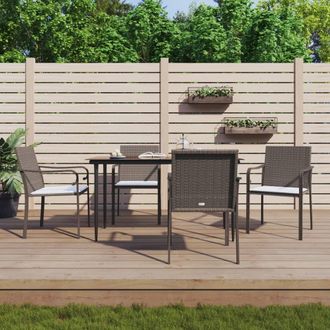 vidaXL Juego Comedor Jard&iacute;n 5 Piezas Y Cojines Rat&aacute;n Sint&eacute;tico Y Acero Vidaxl