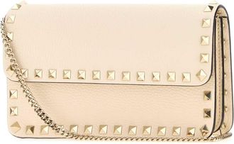 Valentino Garavani Womens Ivory Leather Rockstud Clutch Lightivory Portafogli Wallet