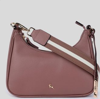 Ashwood Leather Womens Bella Toscana Real Crossbody Bag with Webbing Strap - Rose - One Size