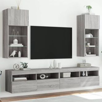 Berkfield Home TV Cabinets with LED Lights 2 pcs Grey Sonoma 40.5x30x90 cm