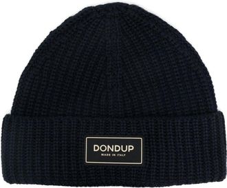 Dondup logo-patch beanie - men - Virgin Wool/Acrylic - One Size - Blue