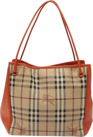 Burberry Nova Check Beige Canvas Tote Bag (Pre-Owned)