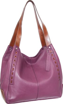 Nino Bossi Whipstitch Leather Satchel in Viola