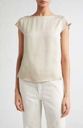 Herno Cap Sleeve Satin T-Shirt in Champagne at Nordstrom Rack, Size 4 Us / 40 It