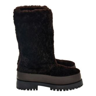 Ferragamo Deena Fur Platform Boots, Size 7 C