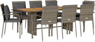 vidaXL Set Comedor Jard&iacute;n 7 Pzas Y Cojines Rat&aacute;n Sint&eacute;tico Gris Vidaxl