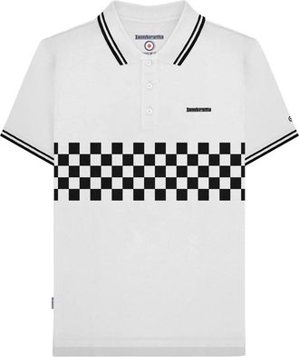 Lambretta Heren SS25 Tweekleurig Gestipt Poloshirt (Wit, Zwart)