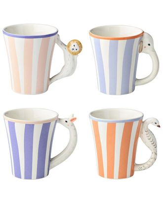 Certified International Menagerie Set of 4 Mugs with 3D Handles