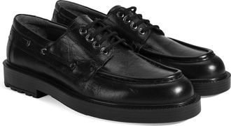 Desa Man Leather Lace-Ups - Printed Upper, Flat Heel, Breathable | Black - 42