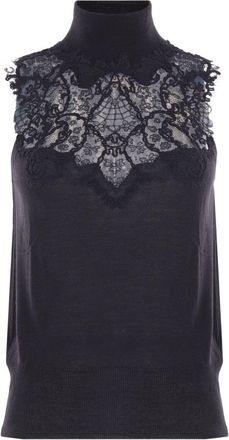 Ermanno Scervino Womens Lace-Insert Turtleneck Top