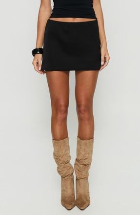 Princess Polly Nadya Satin Miniskirt in Black at Nordstrom, Size 12