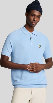 Lyle & Scott Linnenmix Gebreide Poloshirt - Lichtblauw