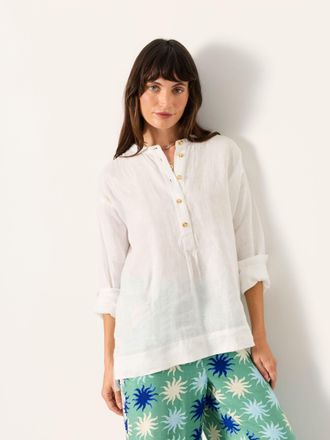 Fat Face FatFace Julia White Petite Linen Popover