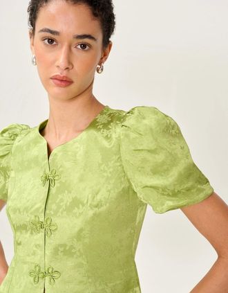 Omnes Womens Lorelai Blouse in Lima Bean - Green - Size: 16