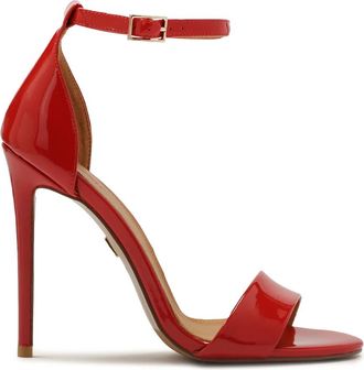 Kazar Schoenen, Dames, Rood, 38 EU, Leer, Rode gelakte sandalen met ingebouwde hak