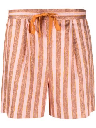 Forte_Forte metallic-threading striped shorts - women - Cotton/Viscose/Linen/Flax/Metallized Polyester/Polyamide - 0 - Pink