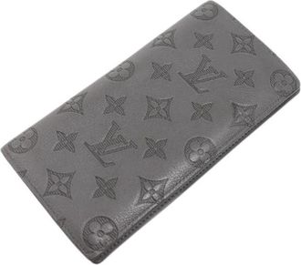 Louis Vuitton Pre-owned Portefeuille Brazza Monogram Shadow Long Wallet - Heren - Vintage Accessoires - Grijs - ONE Size - Leer - Vintage