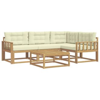 vidaXL Conjunto De Sof&aacute;s De Exterior 5 Pcs Blanco Y Crema Vidaxl