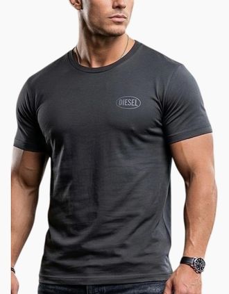 Diesel Mens Diesel Mens T Shirts T-Adjust-V9 Graphic Logo Print - Black - Size: 38
