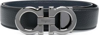 Ferragamo Black Gancini leather adjustable belt