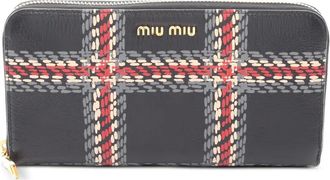 Miu Miu Portafoglio Madras a quadri anni 2010 - Grigio