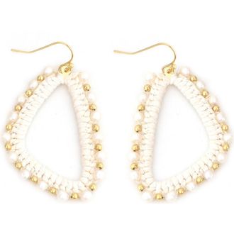 Panacea Beaded Crochet Drop Earrings in White at Nordstrom