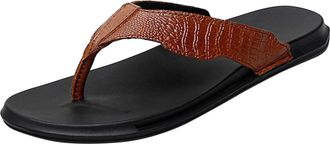 Generic 2026 Mens Slippers Men Flip Flops Fashionable Summer Pattern Flat Bottom Comfortable Non Slip Large Beach Sippers (Brown, 5.5)