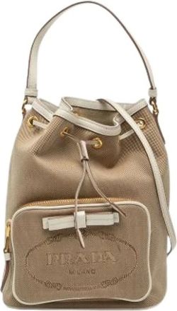 Prada Pre-owned Bucket Bags, female, Brown, Size: ONE SIZE Pre-owned Vintage Canvas Satchel
