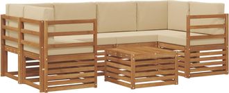 vidaXL Conjunto De Sof&aacute;s De Exterior 7 Uds. Natural Y Beige Vidaxl