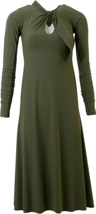 High Groene Uitlopende Jurk met Ronde Hals - Dames - Casual kleedjes - Groen - S - Kleedjes
