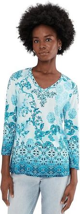 Johnny Was The Janie Favorite 3/4 Sleeve V-Neck T-Shirts - Vittori Womens Clothing Vittoria Scarf : 2XL, Rayon/Spandex