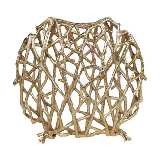 The Libra Company Twig Sculpture Disc Vase - Aluminium - L9 x W40 x H36 cm - Raw Gold