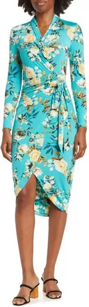 Rachel Roy Printed Marlene Wrap Midi Dress in Green Floral at Nordstrom, Size Xx-Large